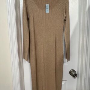 LOFT Tan Long Sleeve Knit Dress